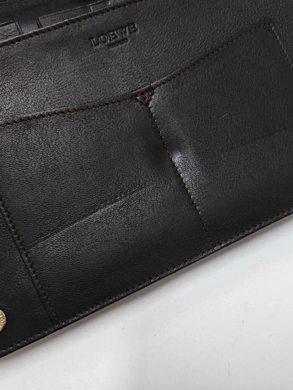 Loewe Suede Clutch in Tan with Black Trim